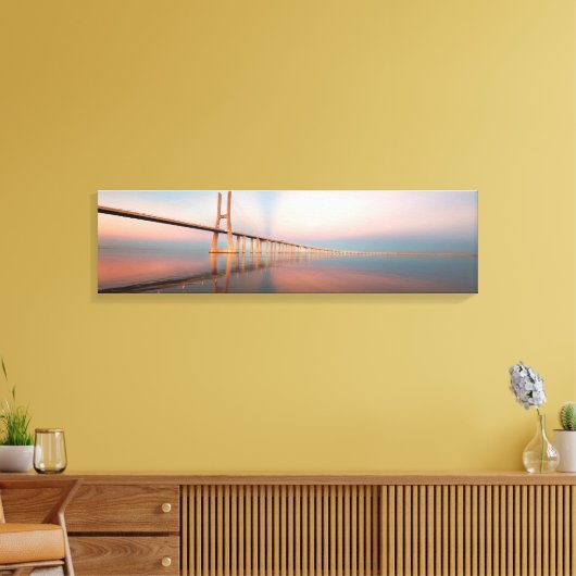 Vasco da Gama Bridge Panorama Canvas Art Afdruk (Insitu (Woonkamer))