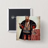 Vasco da Gama , illustratie Vierkante Button 5,1 Cm (Voorkant /achterkant)