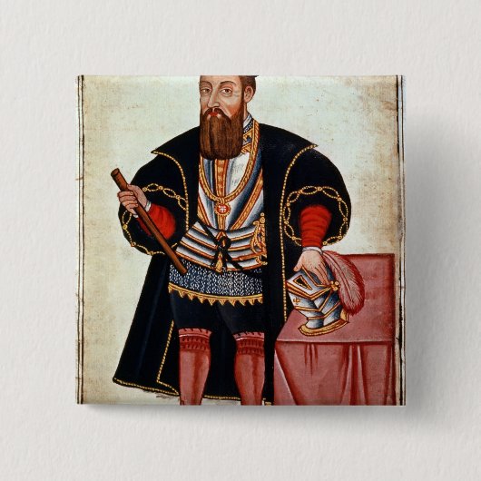 Vasco da Gama , illustratie Vierkante Button 5,1 Cm (Voorkant)