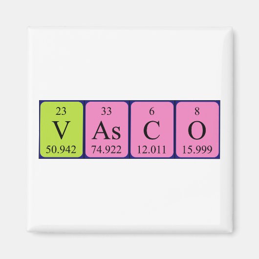 Vasco periodiek table name magnet (Voorkant)