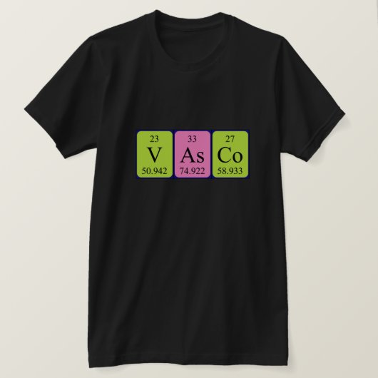Vasco periodiek table name shirt (Design voorkant)