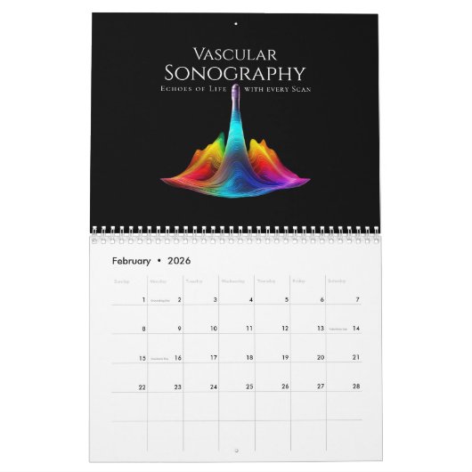 Vasculaire sonografie-kleurige ultrasone golven kalender (Feb 2026)
