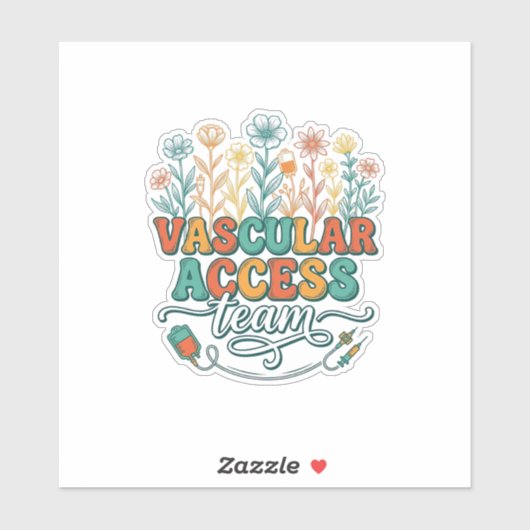 Vascular Access Team Bloemend Medisch Shirtontwerp Sticker (Vel)