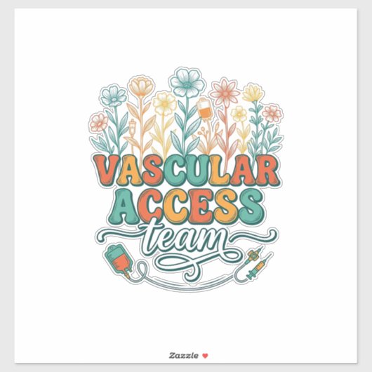 Vascular Access Team Bloemend Medisch Shirtontwerp Sticker (Vel)