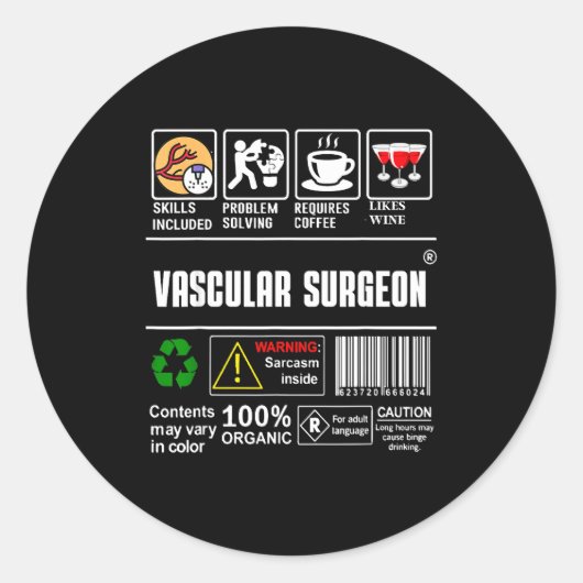 Vascular Surgeon Doctor Job Label Sarcasm Skills C (Voorkant)