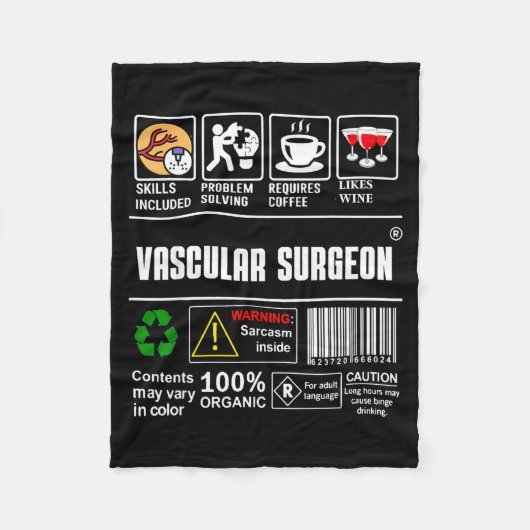 Vascular Surgeon Doctor Job Label Sarcasm Skills C Fleece Deken (Voorkant)