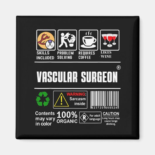 Vascular Surgeon Doctor Job Label Sarcasm Skills C Magneet (Voorkant)