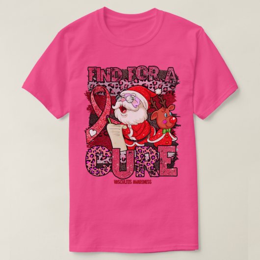 Vasculitis Bewustzijn luipaard kerstkuur santa T-shirt (Design voorkant)