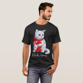 Vasculitis-bewustzijnsmaand Rode Lint Kat grappig T-shirt (Voorkant volledig)