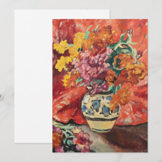 Vase de Fleurs à la Draperie Rouge | Louis Valtat (Voorkant / Achterkant)