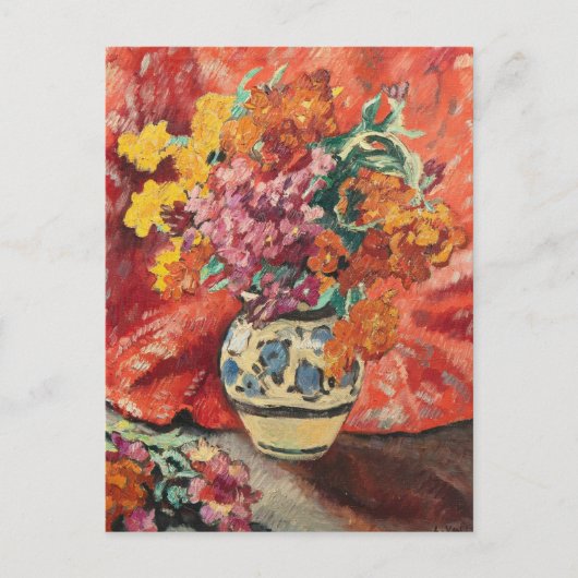 Vase de Fleurs à la Draperie Rouge | Louis Valtat Briefkaart (Voorkant)