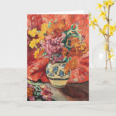 Vase de Fleurs à la Draperie Rouge | Louis Valtat Kaart (Gele Bloem)