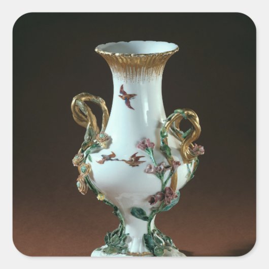 Vase Duplessis' met gouddecoratie Vierkante Sticker (Voorkant)