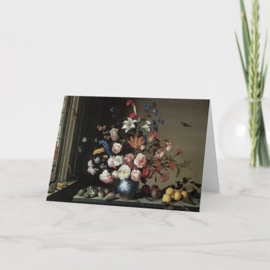 Vase Flowers by a Window, Balthasar van der Ast Kaart (Voorkant)