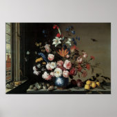 Vase Flowers by a Window, Balthasar van der Ast Poster (Voorkant)