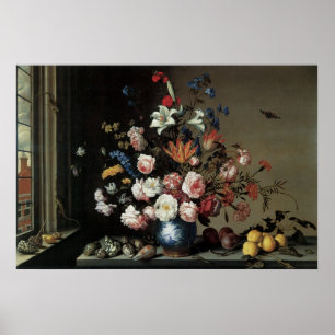 Vase Flowers by a Window, Balthasar van der Ast Poster