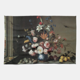 Vase Flowers by a Window, Balthasar van der Ast Theedoek