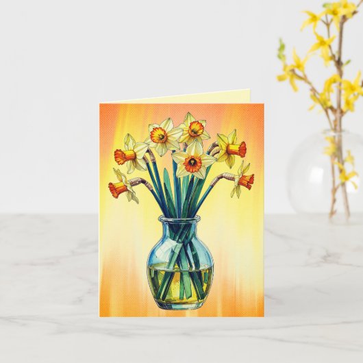 Vase Full of Beautiful Daffodils Kaart (Gele Bloem)