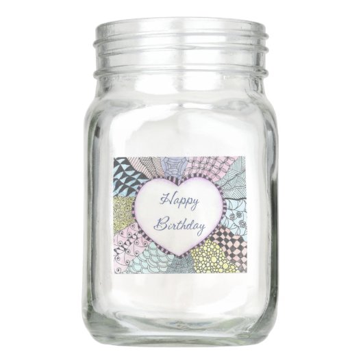 Vase Mason Jar Happy Birthday (Achterkant)