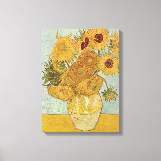 Vase met 12 zonnebloemen - Vincent Van Gogh (1888) Canvas Afdruk (Voorkant)