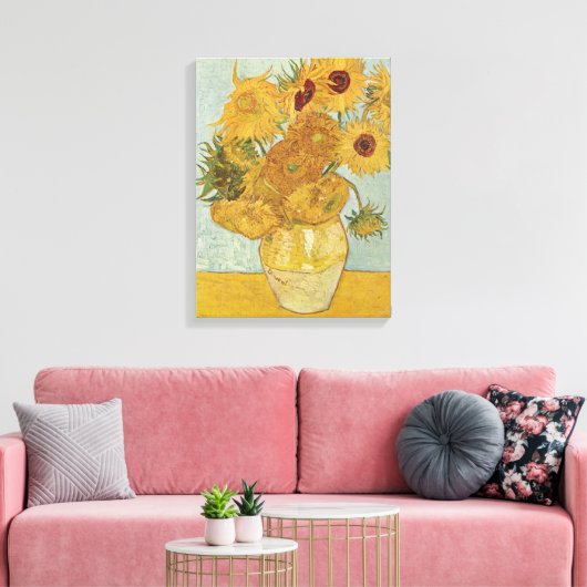 Vase met 12 zonnebloemen - Vincent Van Gogh (1888) Canvas Afdruk (Insitu (Woonkamer))