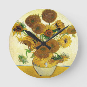 Vase met 15 zonnebloemen door Vincent van Gogh Ronde Klok