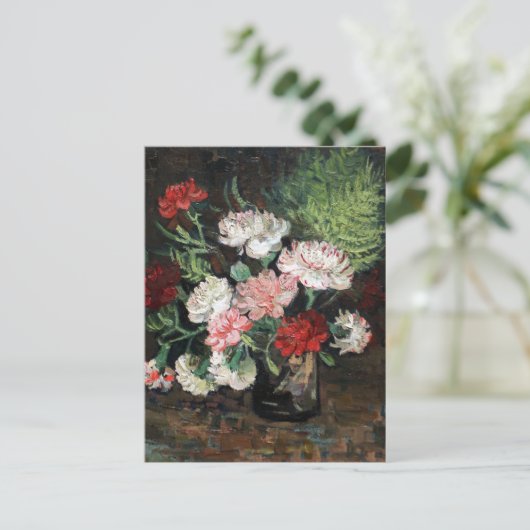 Vase met anjers door Vincent Van Gogh, 1886 Pos Briefkaart (Staand voorkant)