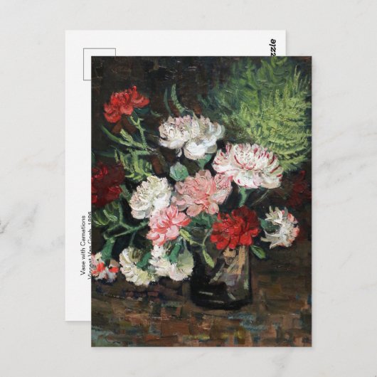 Vase met anjers door Vincent Van Gogh, 1886 Pos Briefkaart (Voorkant / Achterkant)