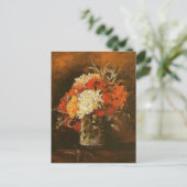 Vase met anjers (F220) Van Gogh Fine Art Briefkaart (Staand voorkant)