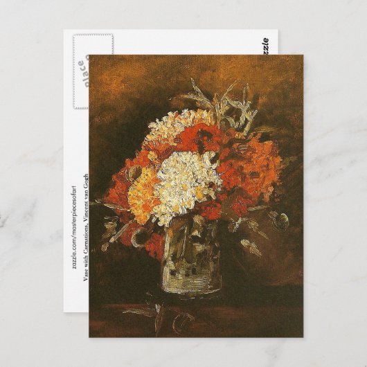 Vase met anjers (F220) Van Gogh Fine Art Briefkaart (Voorkant / Achterkant)