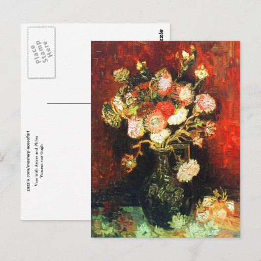 Vase met Asters en Phlox Van Gogh Fine Art Briefkaart (Voorkant / Achterkant)
