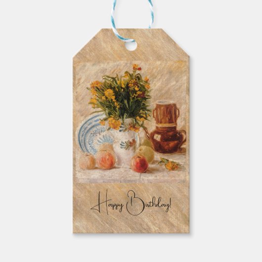 Vase met bloemen, Coffepot en Fruit, van Gogh Cadeaulabel (Voorkant)