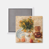 Vase met bloemen, Coffepot en Fruit, van Gogh Magneet (Voorkant / Achterkant)