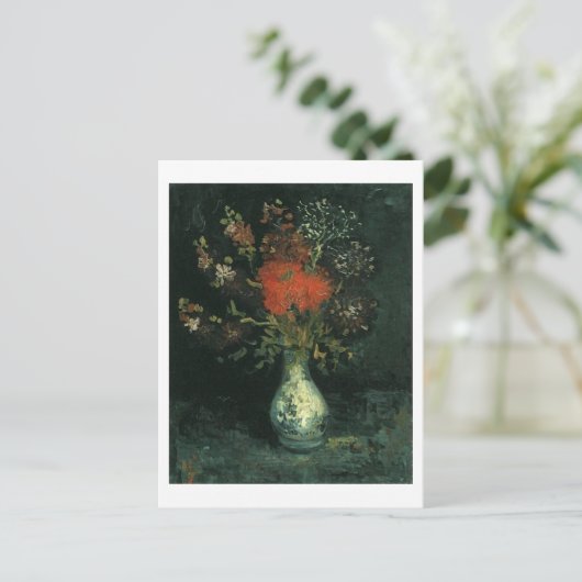 Vase met bloemen, Van Gogh Fine Art Briefkaart (Staand voorkant)