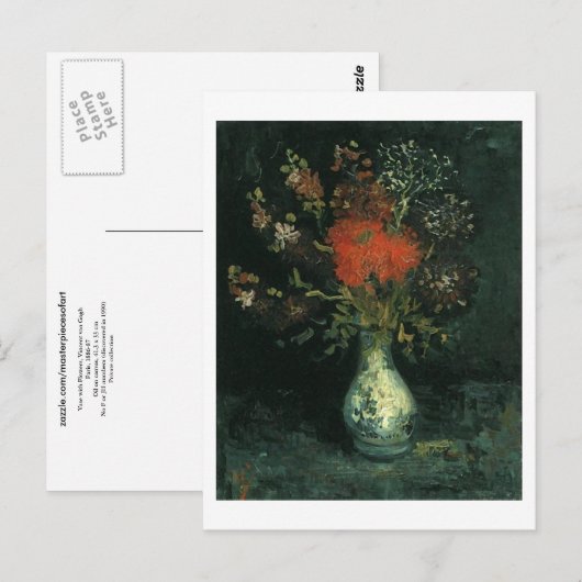 Vase met bloemen, Van Gogh Fine Art Briefkaart (Voorkant / Achterkant)