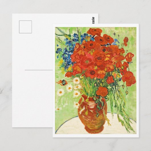 Vase met Cornbloemen en papavers, Van Gogh Briefkaart (Voorkant / Achterkant)