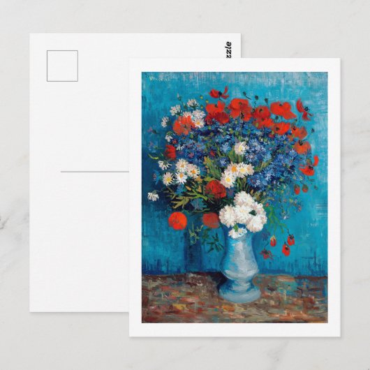 Vase met Cornbloemen en papavers, Van Gogh Briefkaart (Voorkant / Achterkant)