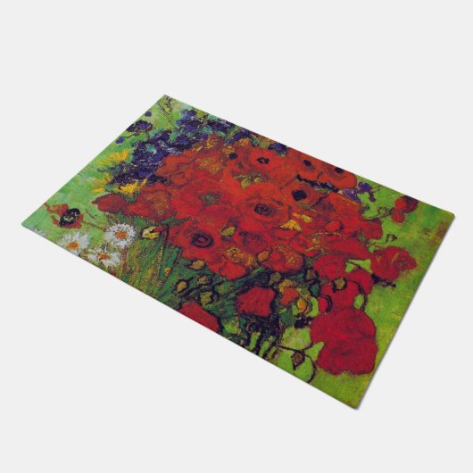 Vase met Cornbloemen en papavers, Van Gogh Deurmat (Schuin)