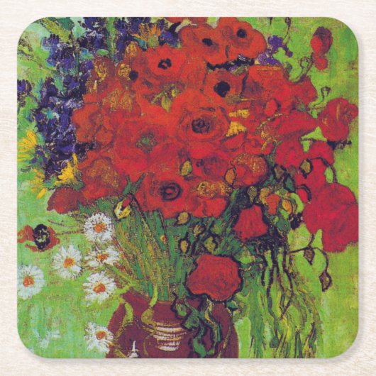 Vase met Cornbloemen en papavers, Van Gogh Kartonnen Onderzetters (Voorkant)