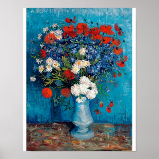 Vase met Cornbloemen en papavers, Van Gogh Poster (Voorkant)