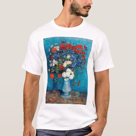 Vase met Cornbloemen en papavers, Van Gogh T-shirt (Voorkant)