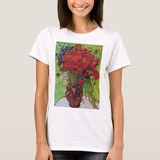 Vase met Cornbloemen en papavers, Van Gogh T-shirt (Voorkant)