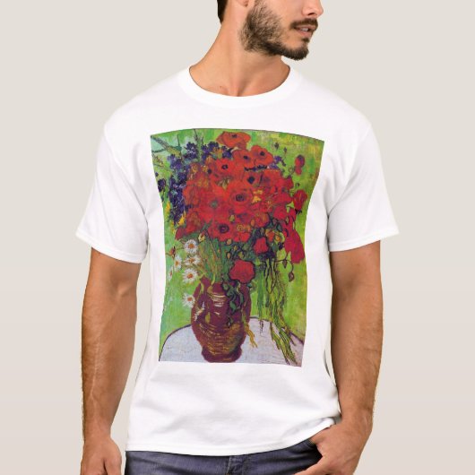 Vase met Cornbloemen en papavers, Van Gogh T-shirt (Voorkant)