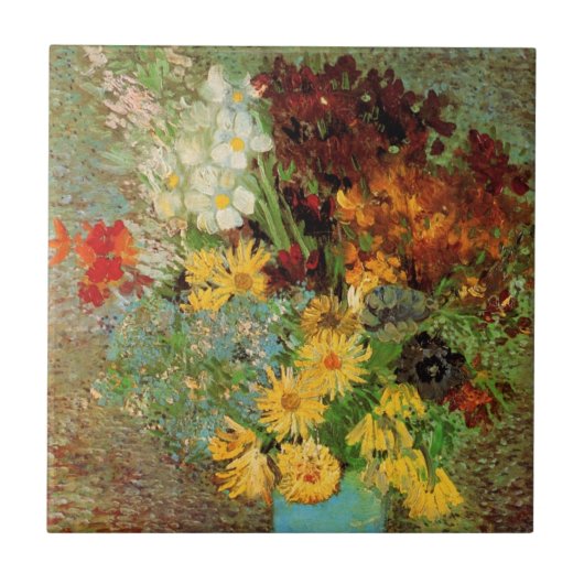 Vase met Daisies en Anemones door Vincent van Gogh Tegeltje (Voorkant)