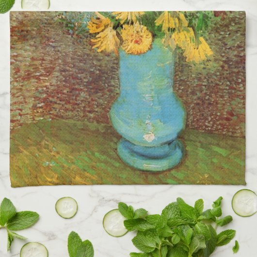Vase met Daisies en Anemones door Vincent van Gogh Theedoek (Gevouwen)
