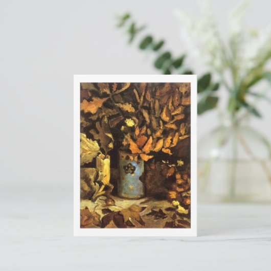 Vase met dode bladeren Van Gogh Fine Art Briefkaart (Staand voorkant)