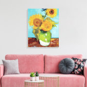Vase met drie bloemen door Vincent Van Gogh Canvas Afdruk (Insitu (Woonkamer))