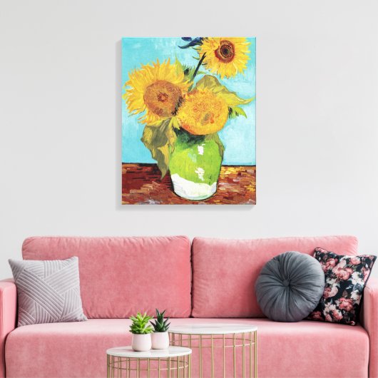 Vase met drie bloemen door Vincent Van Gogh Canvas Afdruk (Insitu (Woonkamer))