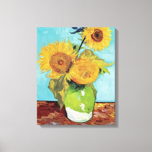 Vase met drie bloemen door Vincent Van Gogh Canvas Afdruk (Voorkant)