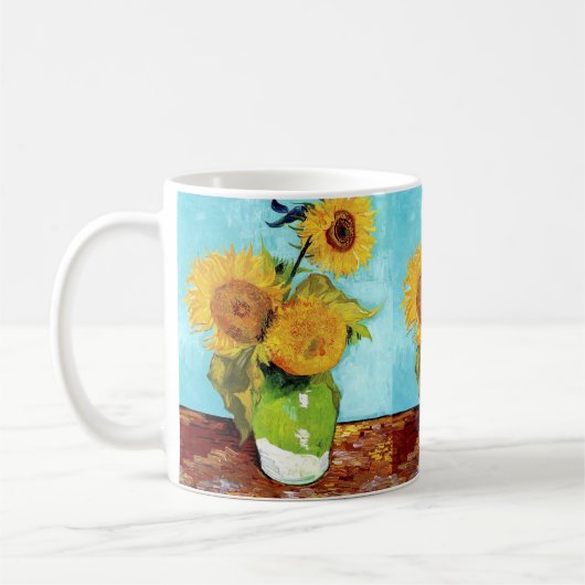 Vase met drie zonnebloemen (1888) Vincent Van Gogh Koffiemok (Links)